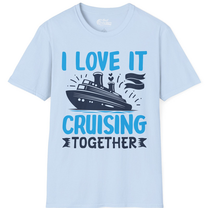 Romantic Cruise Ship Playful Hearts Cruising Together Shirt Design — T-Shirt T-Shirt – Light Blue – Best Cruise Shirts