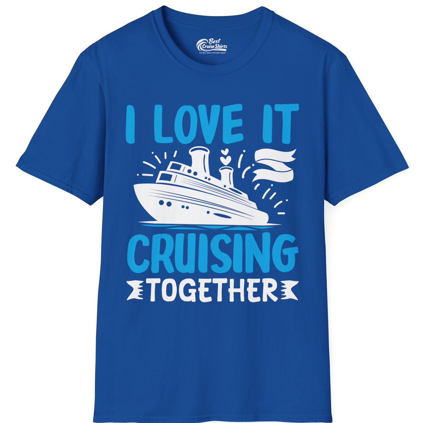 Romantic Cruise Ship Playful Hearts Cruising Together Shirt Design — T-Shirt T-Shirt – Royal – Best Cruise Shirts