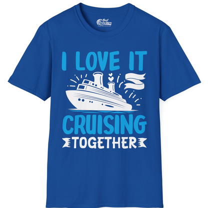 Romantic Cruise Ship Playful Hearts Cruising Together Shirt Design — T-Shirt T-Shirt – Royal – Best Cruise Shirts