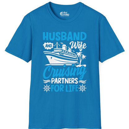 Husband and Wife Cruising Partners for Life Nautical Couples Shirt — T-Shirt T-Shirt – Sapphire – Best Cruise Shirts