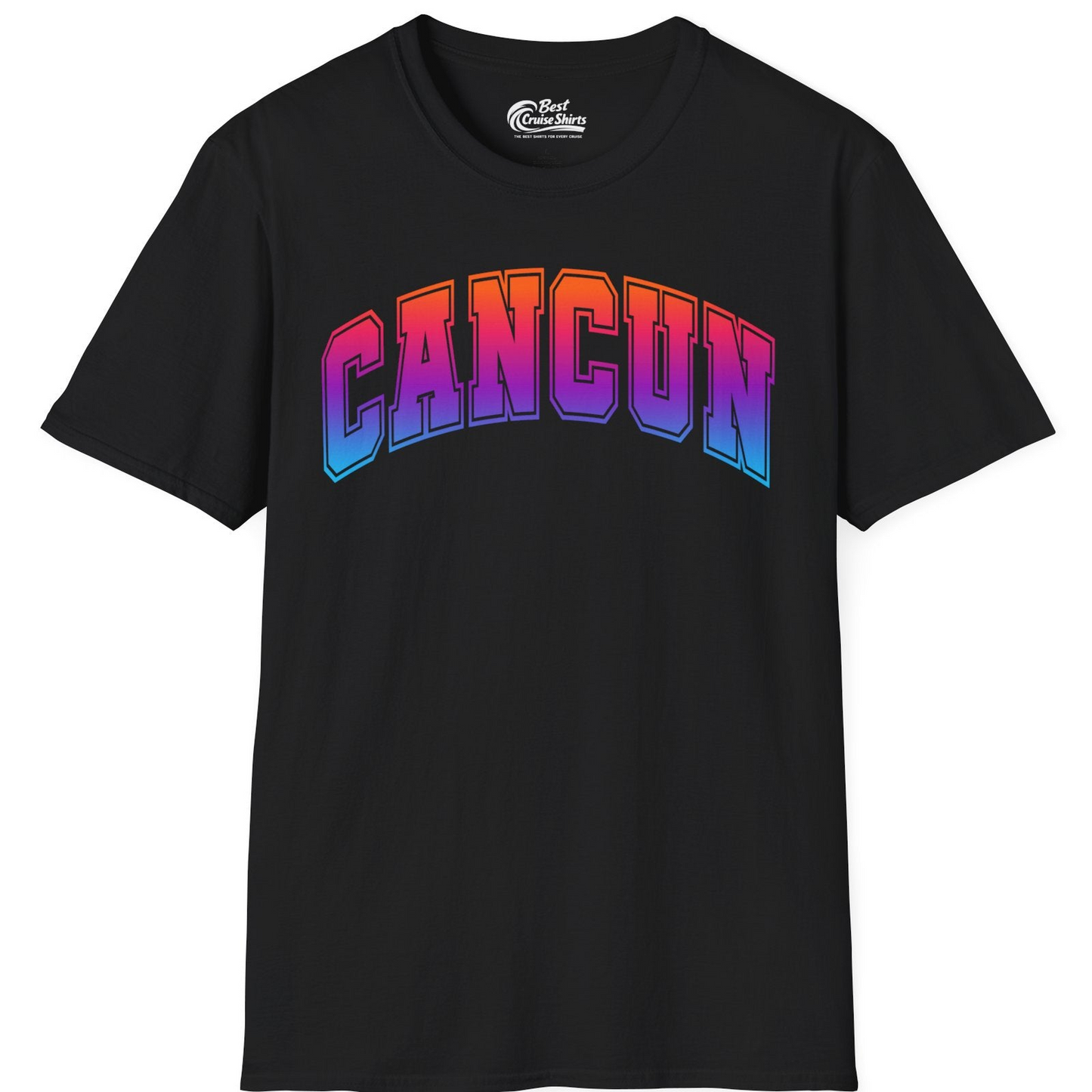 Cancun Mexico Bold Collegiate Style Shirt T-Shirt – Black – Best Cruise Shirts