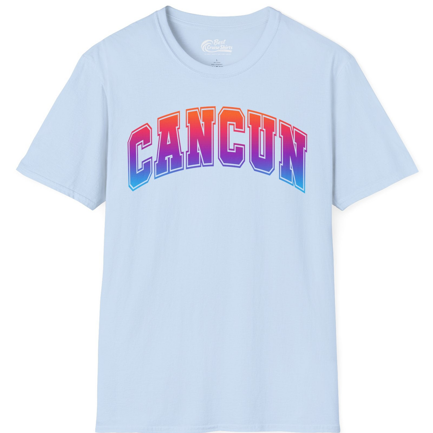 Cancun Mexico Bold Collegiate Style Shirt T-Shirt – Light Blue – Best Cruise Shirts