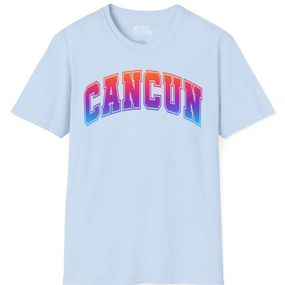 Cancun Mexico Bold Collegiate Style Shirt T-Shirt – Light Blue – Best Cruise Shirts