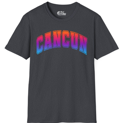 Cancun Mexico Bold Collegiate Style Shirt T-Shirt – Dark Heather Grey – Best Cruise Shirts