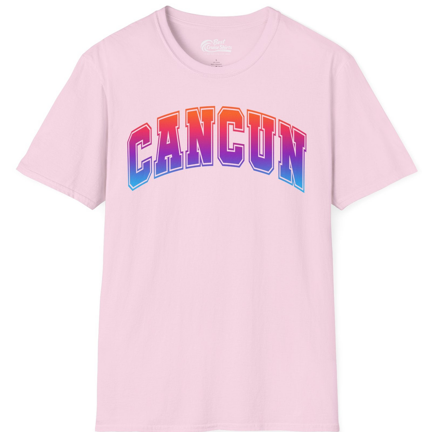 Cancun Mexico Bold Collegiate Style Shirt T-Shirt – Light Pink – Best Cruise Shirts