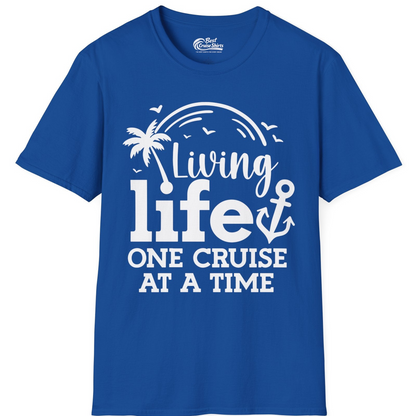 Living Life One Cruise at a Time Palm Tree Anchor Cruise Shirt — T-Shirt T-Shirt – Royal – Best Cruise Shirts