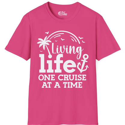 Living Life One Cruise at a Time Palm Tree Anchor Cruise Shirt — T-Shirt T-Shirt – Heliconia – Best Cruise Shirts