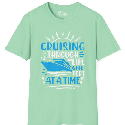 Cruising Through Life One Port at a Time Nautical Cruise Shirt — T-Shirt T-Shirt – Mint Green – Best Cruise Shirts