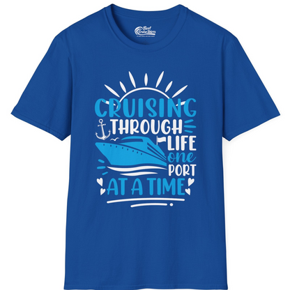 Cruising Through Life One Port at a Time Nautical Cruise Shirt — T-Shirt T-Shirt – Royal – Best Cruise Shirts