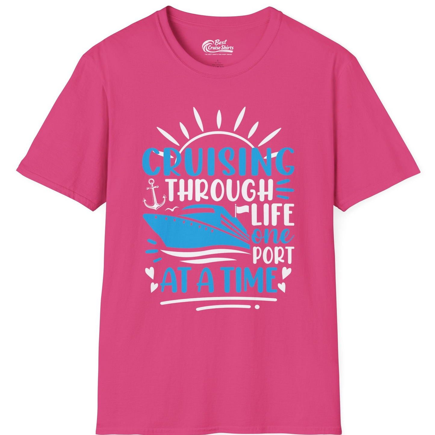Cruising Through Life One Port at a Time Nautical Cruise Shirt — T-Shirt T-Shirt – Heliconia – Best Cruise Shirts