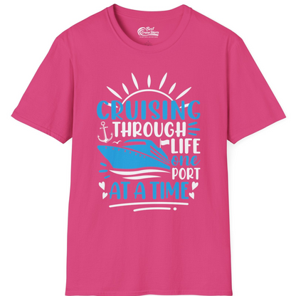 Cruising Through Life One Port at a Time Nautical Cruise Shirt — T-Shirt T-Shirt – Heliconia – Best Cruise Shirts