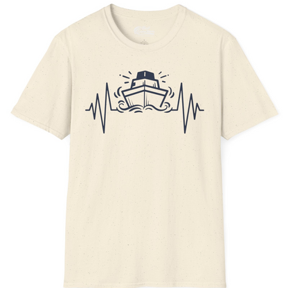 Cruise Ship Heartbeat Line Minimalist Nautical Shirt for Enthusiasts — T-Shirt T-Shirt – Natural – Best Cruise Shirts