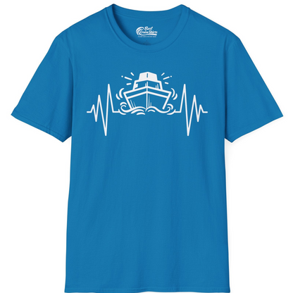 Cruise Ship Heartbeat Line Minimalist Nautical Shirt for Enthusiasts — T-Shirt T-Shirt – Sapphire – Best Cruise Shirts