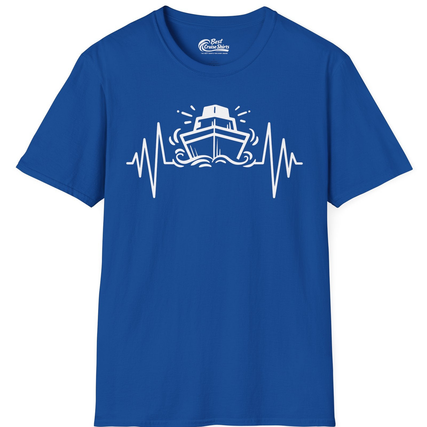 Cruise Ship Heartbeat Line Minimalist Nautical Shirt for Enthusiasts — T-Shirt T-Shirt – Royal – Best Cruise Shirts