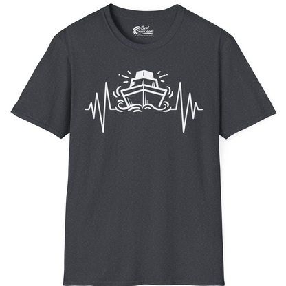 Cruise Ship Heartbeat Line Minimalist Nautical Shirt for Enthusiasts — T-Shirt T-Shirt – Dark Heather Grey – Best Cruise Shirts