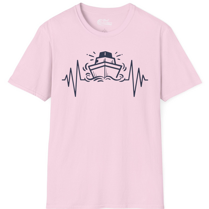 Cruise Ship Heartbeat Line Minimalist Nautical Shirt for Enthusiasts — T-Shirt T-Shirt – Light Pink – Best Cruise Shirts