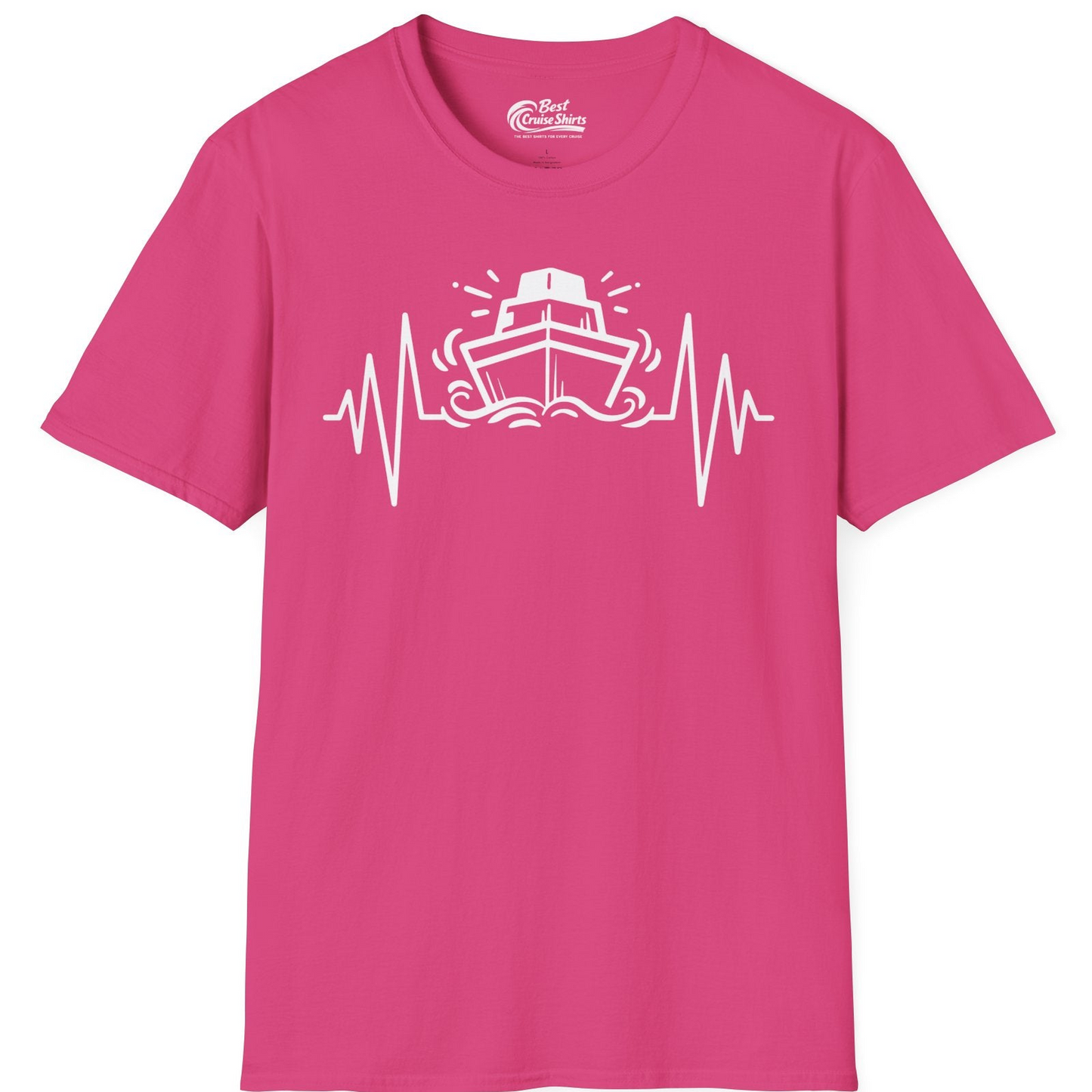 Cruise Ship Heartbeat Line Minimalist Nautical Shirt for Enthusiasts — T-Shirt T-Shirt – Heliconia – Best Cruise Shirts