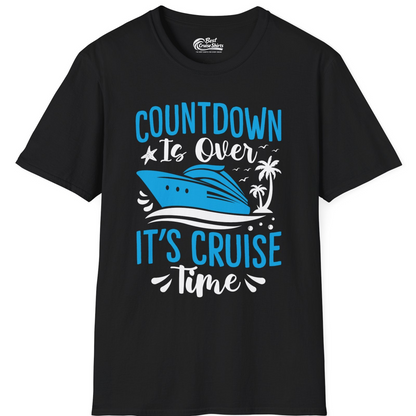 Countdown Is Over It’s Cruise Time Tropical Palm Tree Shirt — T-Shirt T-Shirt – Black – Best Cruise Shirts