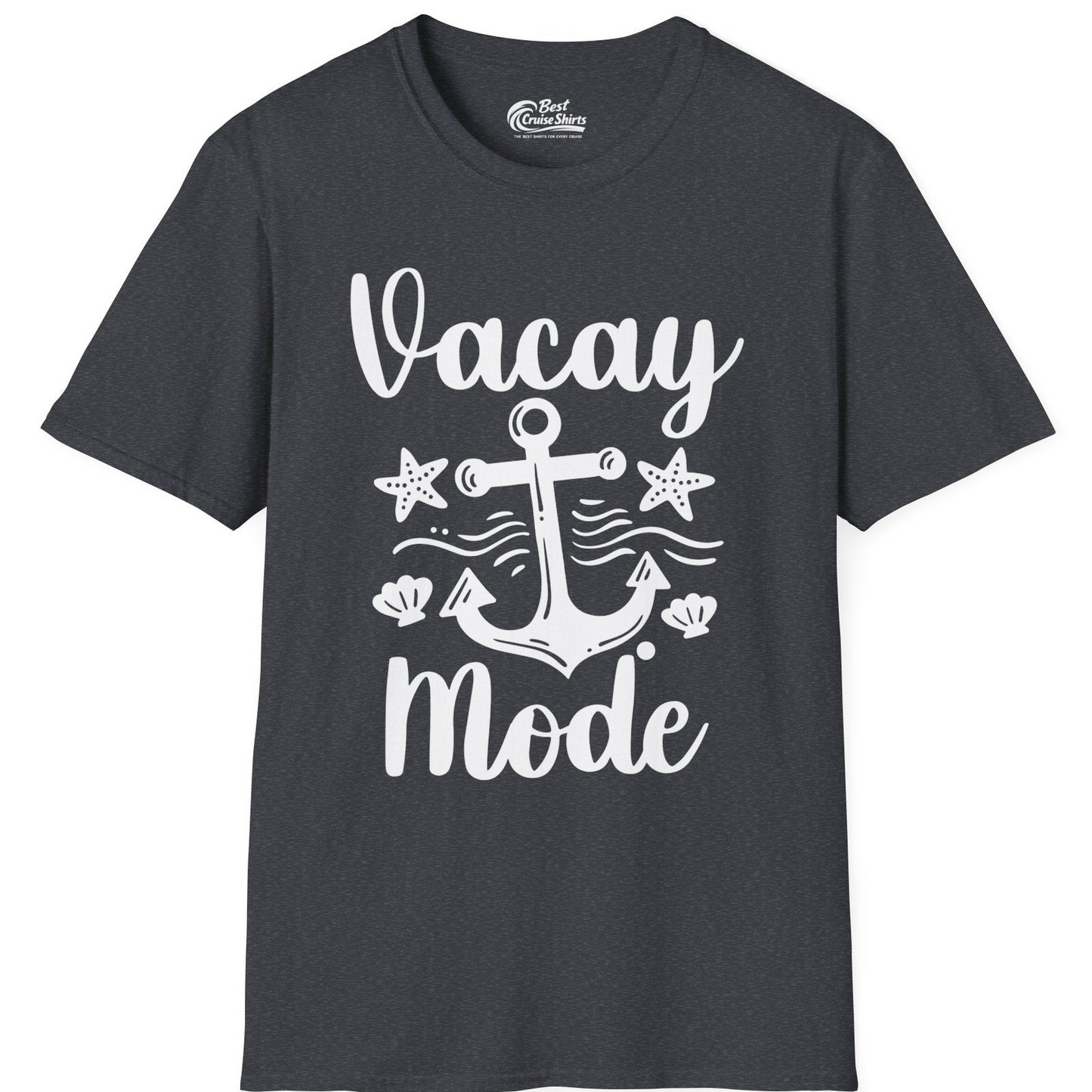 Vacay Mode Nautical Anchor Beach Shirt T-Shirt – Dark Heather Grey – Best Cruise Shirts