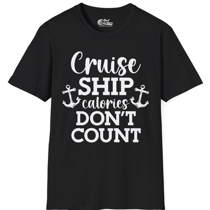 Cruise Ship Calories Don’t Count Shirt with Anchors Funny Nautical — T-Shirt T-Shirt – Black – Best Cruise Shirts