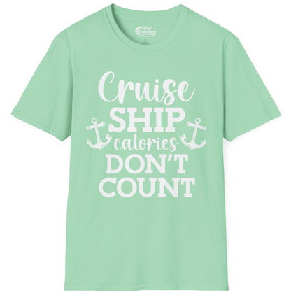 Cruise Ship Calories Don’t Count Shirt with Anchors Funny Nautical — T-Shirt T-Shirt – Mint Green – Best Cruise Shirts