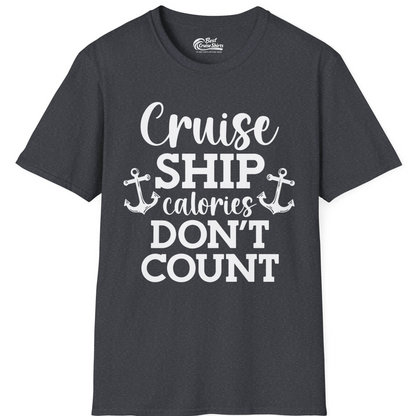 Cruise Ship Calories Don’t Count Shirt with Anchors Funny Nautical — T-Shirt T-Shirt – Dark Heather Grey – Best Cruise Shirts