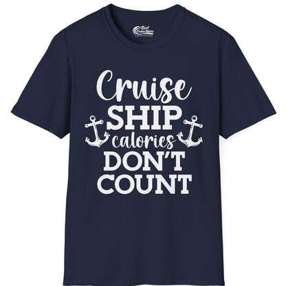 Cruise Ship Calories Don’t Count Shirt with Anchors Funny Nautical — T-Shirt T-Shirt – Navy – Best Cruise Shirts