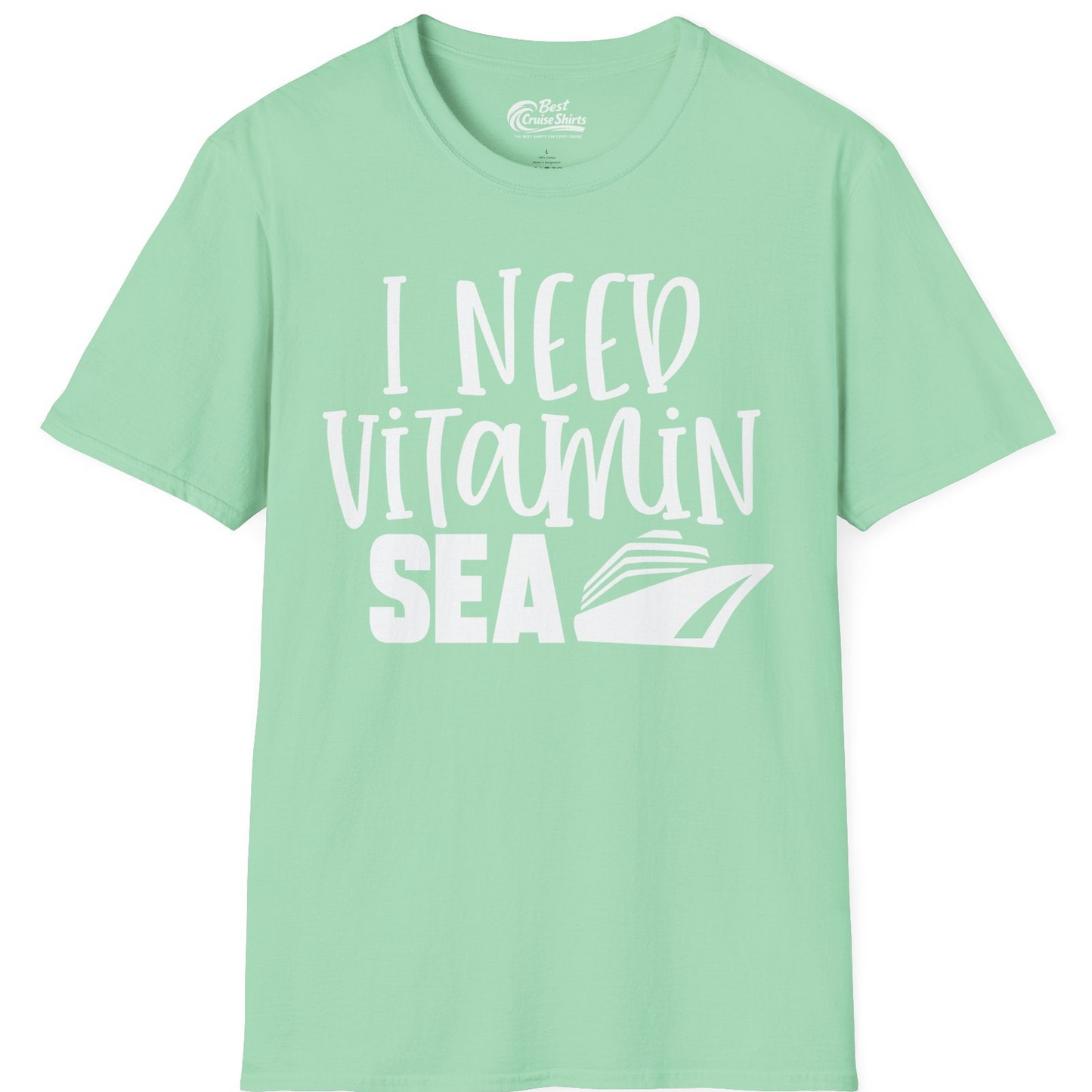 I Need Vitamin Sea Cruise Ship Funny Nautical Vacation Shirt — T-Shirt T-Shirt – Mint Green – Best Cruise Shirts