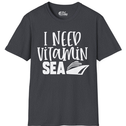 I Need Vitamin Sea Cruise Ship Funny Nautical Vacation Shirt — T-Shirt T-Shirt – Dark Heather Grey – Best Cruise Shirts
