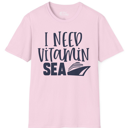 I Need Vitamin Sea Cruise Ship Funny Nautical Vacation Shirt — T-Shirt T-Shirt – Light Pink – Best Cruise Shirts
