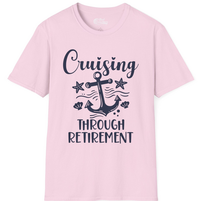 Cruising Through Retirement Nautical Anchor Shirt for Retirees — T-Shirt T-Shirt – Light Pink – Best Cruise Shirts