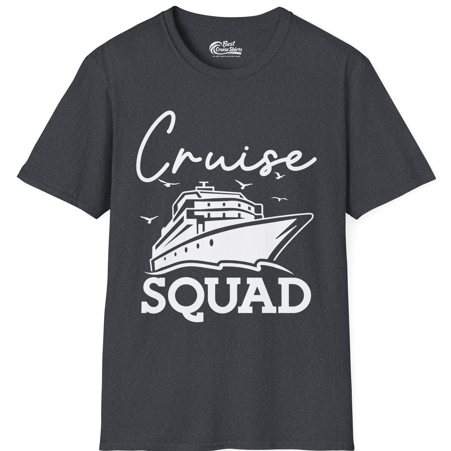 Cruise Squad Group Travel Shirt Bold Ship Family Friends Tee — T-Shirt T-Shirt – Dark Heather Grey – Best Cruise Shirts