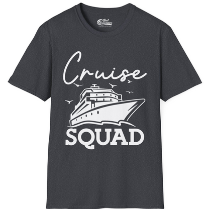 Cruise Squad Group Travel Shirt Bold Ship Family Friends Tee — T-Shirt T-Shirt – Dark Heather Grey – Best Cruise Shirts