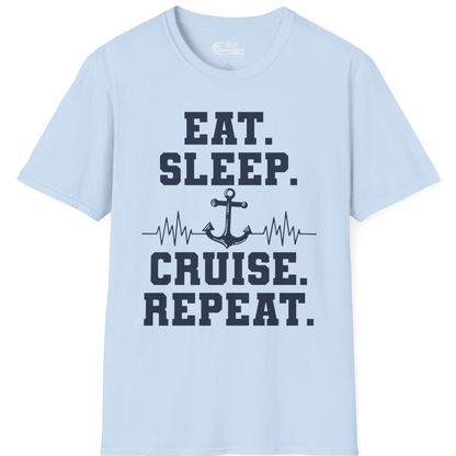 Eat Sleep Cruise Repeat Shirt T-Shirt – Light Blue – Best Cruise Shirts