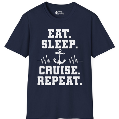 Eat Sleep Cruise Repeat Shirt T-Shirt – Navy – Best Cruise Shirts
