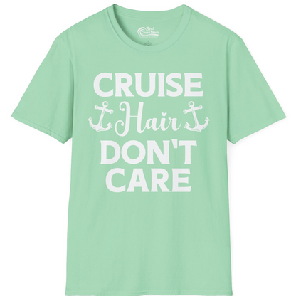 Cruise Hair Don't Care Nautical Anchor Shirt for Cruise Travelers — T-Shirt T-Shirt – Mint Green – Best Cruise Shirts