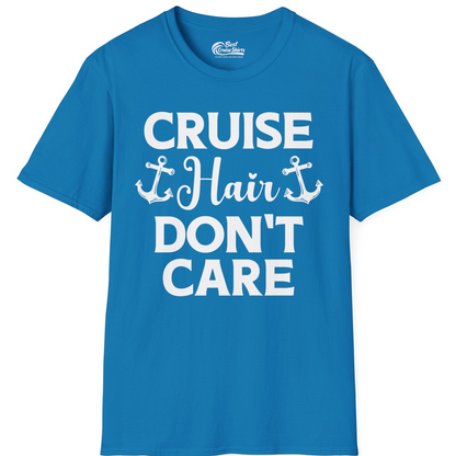 Cruise Hair Don't Care Nautical Anchor Shirt for Cruise Travelers — T-Shirt T-Shirt – Sapphire – Best Cruise Shirts
