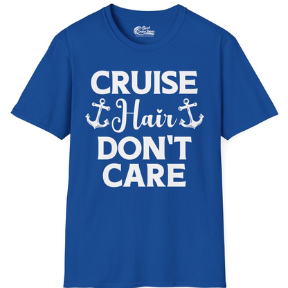 Cruise Hair Don't Care Nautical Anchor Shirt for Cruise Travelers — T-Shirt T-Shirt – Royal – Best Cruise Shirts