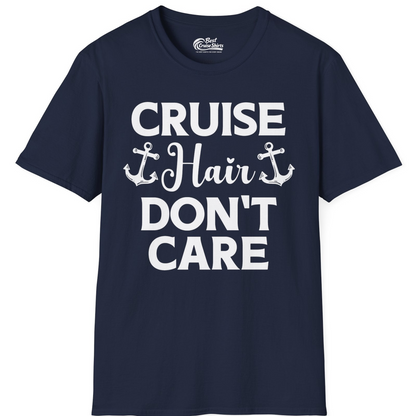 Cruise Hair Don't Care Nautical Anchor Shirt for Cruise Travelers — T-Shirt T-Shirt – Navy – Best Cruise Shirts
