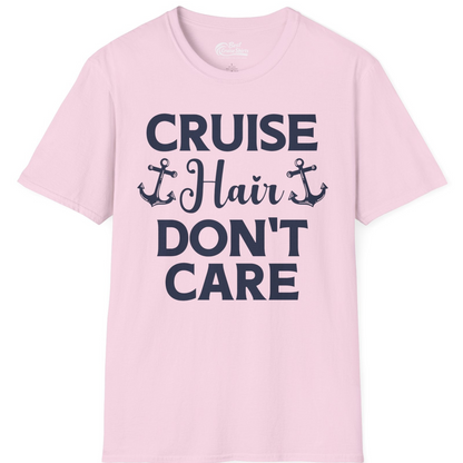 Cruise Hair Don't Care Nautical Anchor Shirt for Cruise Travelers — T-Shirt T-Shirt – Light Pink – Best Cruise Shirts