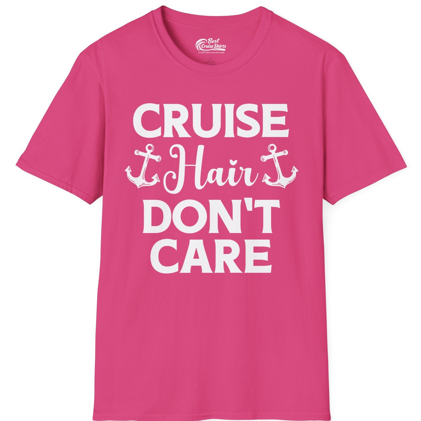 Cruise Hair Don't Care Nautical Anchor Shirt for Cruise Travelers — T-Shirt T-Shirt – Heliconia – Best Cruise Shirts