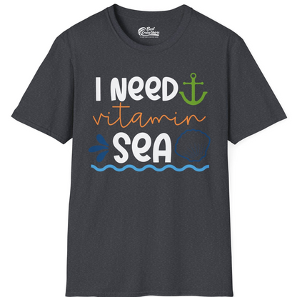 I Need Vitamin Sea Shirt T-Shirt – Dark Heather Grey – Best Cruise Shirts