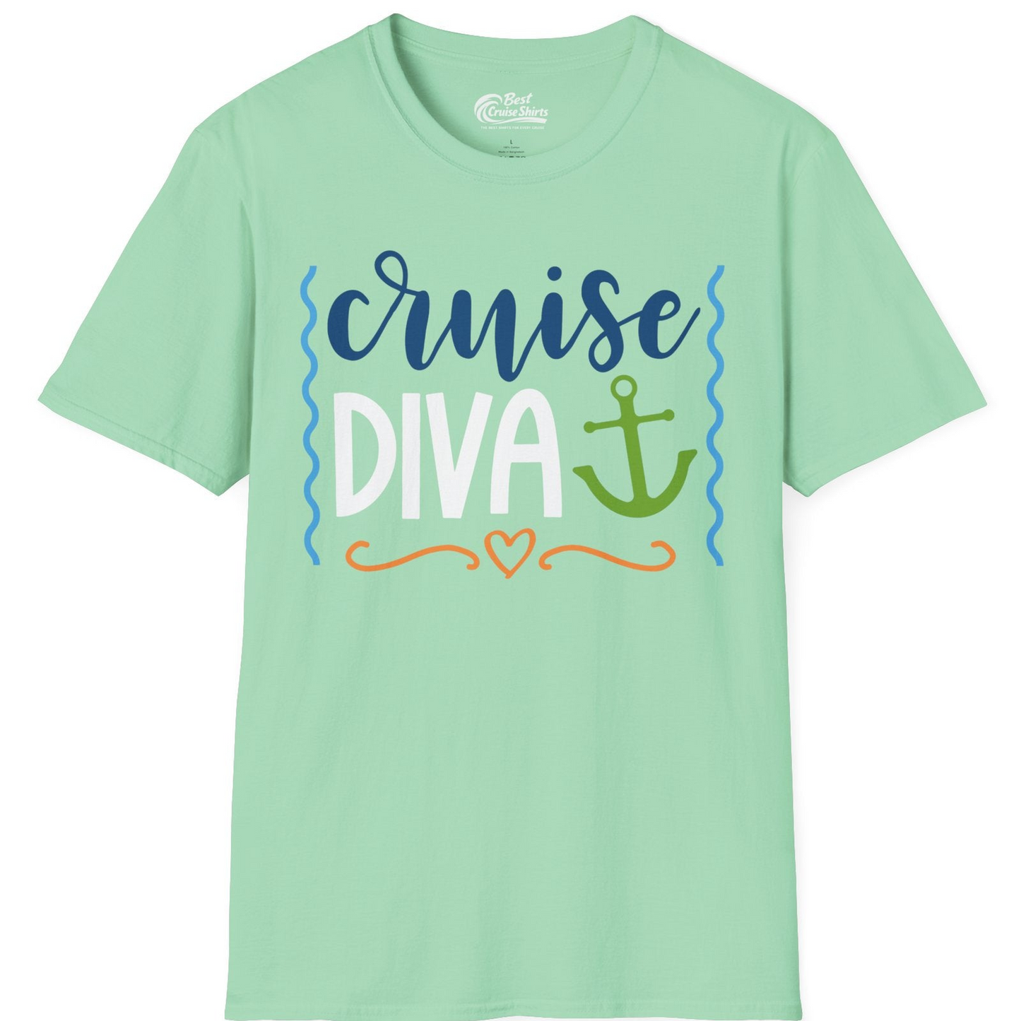 Cruise Diva Nautical Anchor Shirt T-Shirt – Mint Green – Best Cruise Shirts