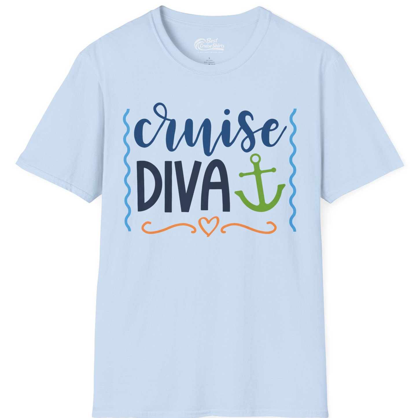 Cruise Diva Nautical Anchor Shirt T-Shirt – Light Blue – Best Cruise Shirts