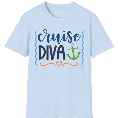 Cruise Diva Nautical Anchor Shirt T-Shirt – Light Blue – Best Cruise Shirts