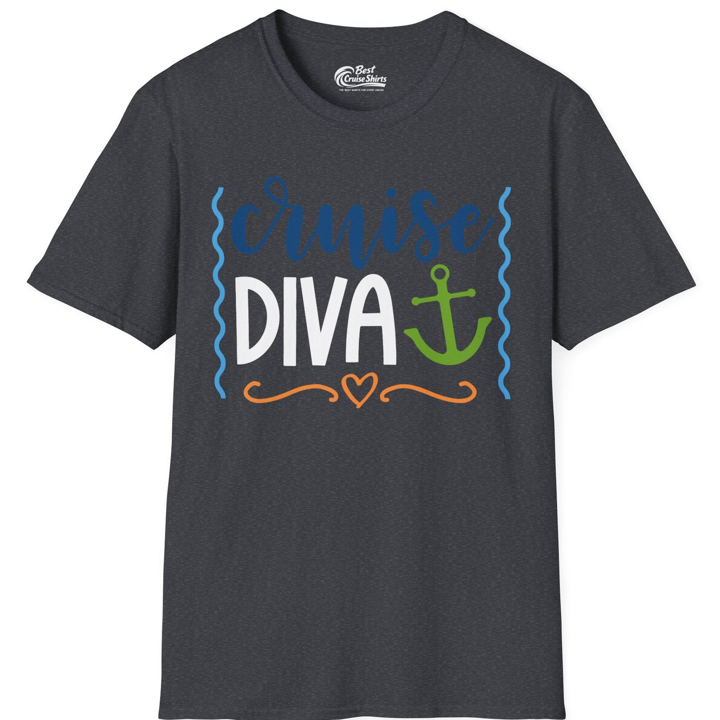 Cruise Diva Nautical Anchor Shirt T-Shirt – Dark Heather Grey – Best Cruise Shirts
