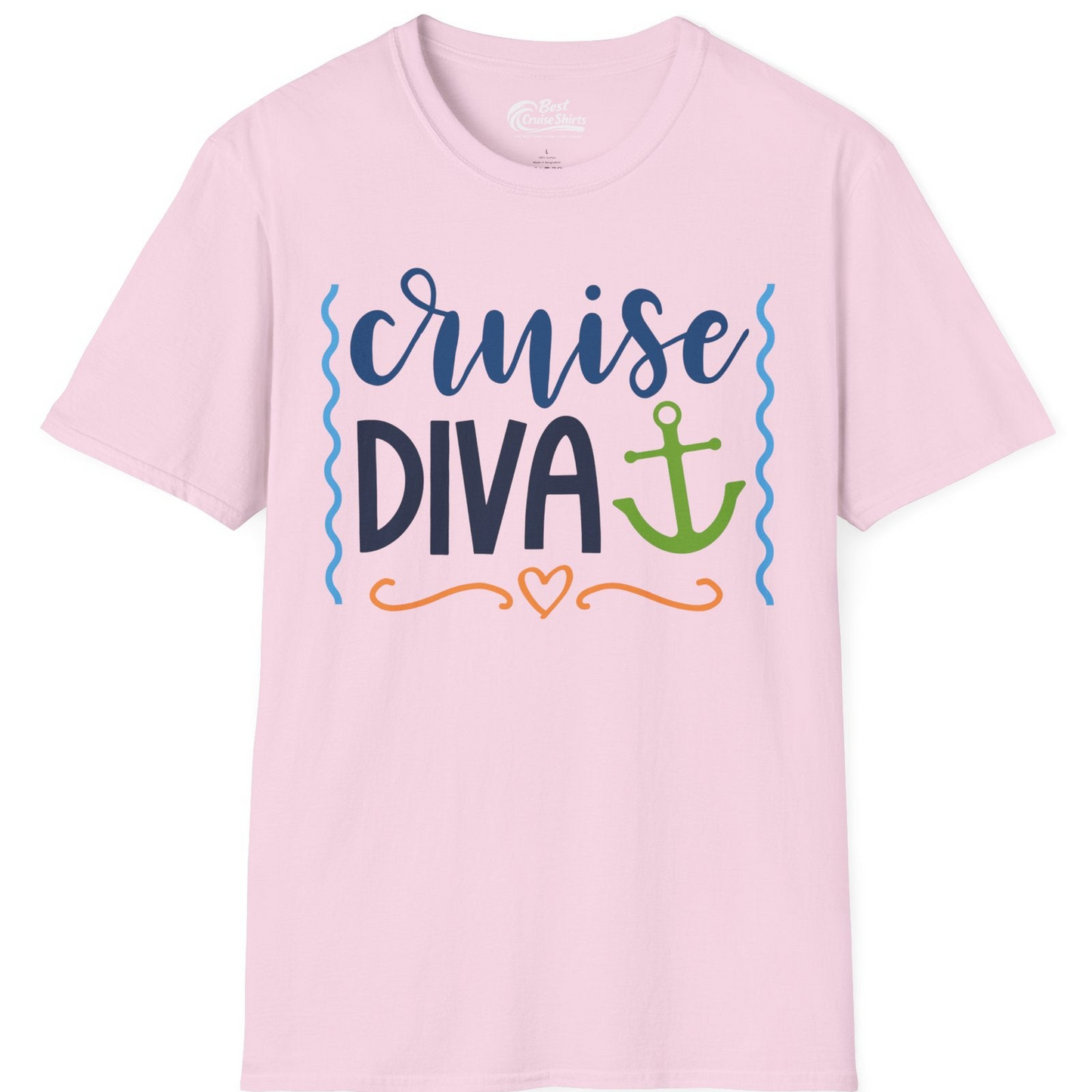 Cruise Diva Nautical Anchor Shirt T-Shirt – Light Pink – Best Cruise Shirts