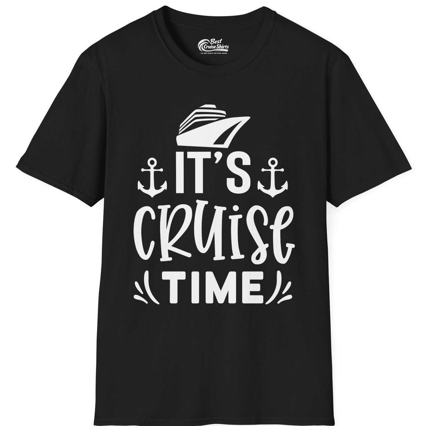 It’s Cruise Time Nautical Shirt With Anchors and Cruise Ship Graphic — T-Shirt T-Shirt – Black – Best Cruise Shirts
