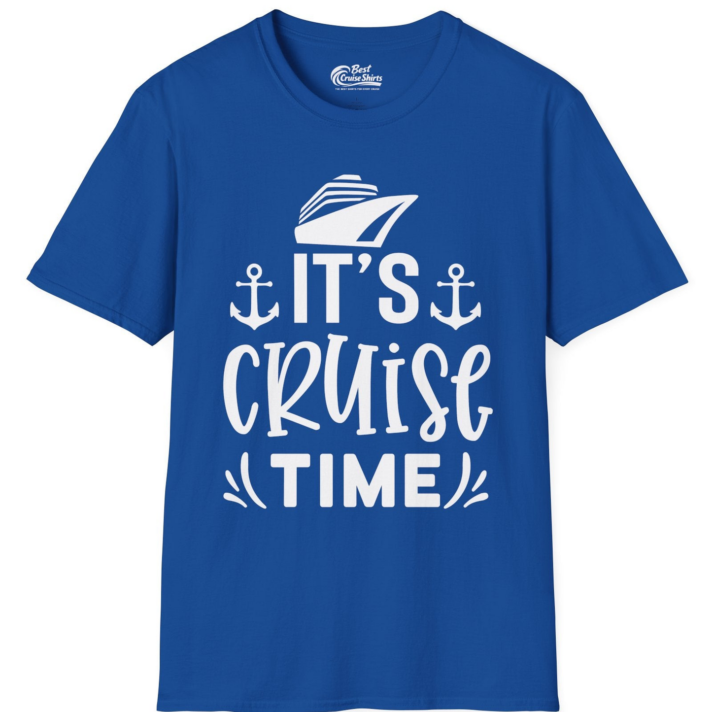It’s Cruise Time Nautical Shirt With Anchors and Cruise Ship Graphic — T-Shirt T-Shirt – Royal – Best Cruise Shirts