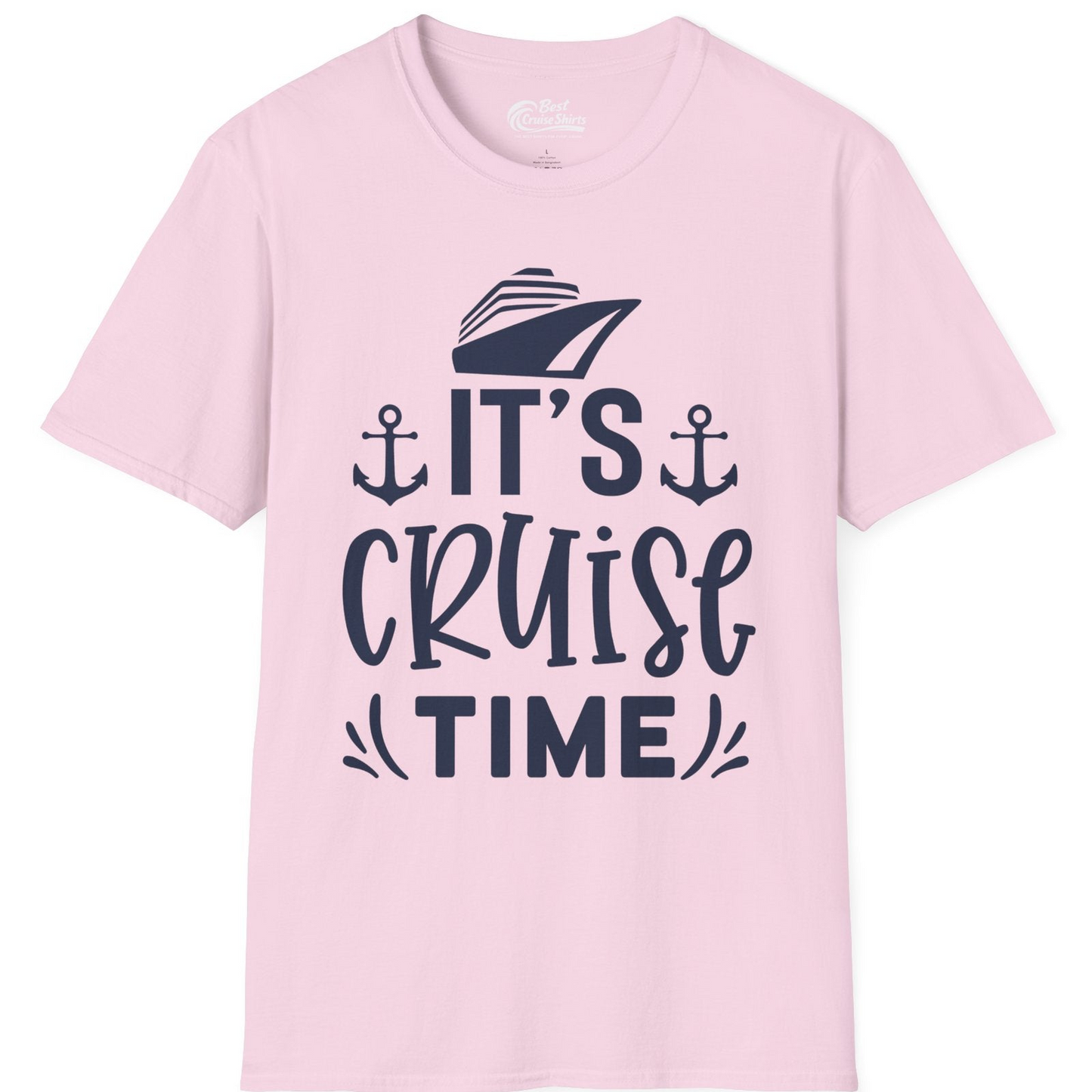 It’s Cruise Time Nautical Shirt With Anchors and Cruise Ship Graphic — T-Shirt T-Shirt – Light Pink – Best Cruise Shirts